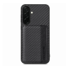 Gigapack Szilikon telefonvédő ütésállóság bőr hatású hátlap mágneses kitámasztó kártyatartó RFID karbon minta Samsung Galaxy S26 fekete GP-183618