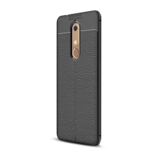 Gigapack Szilikon telefonvédő (ütésállóság, bőr hatású, varrás minta) FEKETE tok és táska