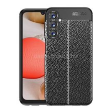 Gigapack Szilikon telefonvédő (ütésállóság, bőr hatású, varrás minta) FEKETE (GP-150546) tok és táska