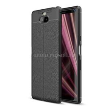 Gigapack Szilikon telefonvédő (ütésállóság, bőr hatású, varrás minta) FEKETE (GP-83387) tok és táska