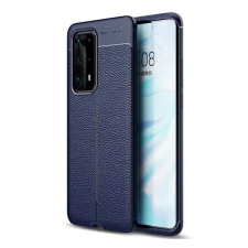 Gigapack Szilikon telefonvédő (ütésállóság, bőr hatású, varrás minta) SÖTÉTKÉK tok és táska