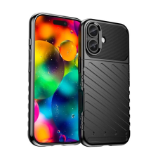Gigapack Szilikon telefonvédő (ütésállóság, csíkos, dombor minta) FEKETE Apple iPhone 17 tok és táska