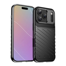 Gigapack Szilikon telefonvédő (ütésállóság, csíkos, dombor minta) FEKETE Apple iPhone 17 Pro tok és táska