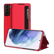 Gigapack Tok álló, bőr hatású (aktív FLIP, oldalra nyíló, asztali tartó funkció, hívószámkijelzés, View Window) PIROS Samsung Galaxy S21 Plus (SM-G996) 5G tok és táska