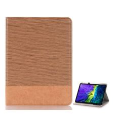 Gigapack Tok álló, bőr hatású (aktív FLIP, oldalra nyíló, asztali tartó funkció, textil minta, Apple Pencil tartó) VILÁGOSBARNA Apple IPAD Pro 12.9 (2020) tablet tok