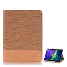 Gigapack Tok álló, bőr hatású (aktív FLIP, oldalra nyíló, asztali tartó funkció, textil minta) VILÁGOSBARNA [Apple IPAD Pro 12.9 (2020)] (5996457965489) tablet tok