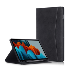Gigapack Tok álló, bőr hatású (aktív FLIP, oldalra nyíló, bankkártya tartó, asztali tartó funkció, S pen tartó) FEKETE [Samsung Galaxy Tab S8 LTE (SM-X706)] (5996591003412) tablet tok