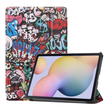Gigapack Tok álló, bőr hatású (aktív FLIP, oldalra nyíló, TRIFOLD asztali tartó funkció, graffiti minta) SZÍNES [Samsung Galaxy Tab S8 LTE ... tablet tok
