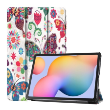 Gigapack Tok álló, bőr hatású (aktív FLIP, oldalra nyíló, TRIFOLD asztali tartó, pillangó, virág minta) FEHÉR Samsung Galaxy Tab S6 Lite 10.4 WIFI (SM-P610) 2020, Samsung Galaxy Tab S6 Lite 10.4 LT tablet tok