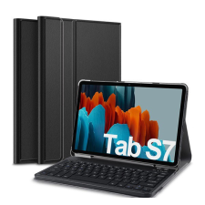 Gigapack Tok álló, bőr hatású (FLIP, bluetooth billentyűzet, asztali tartó funkció, QWERTY, angol nyelvű) FEKETE [Samsung Galaxy Tab S8 LTE (SM-X706)] tablet tok