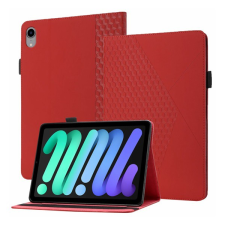 Gigapack Tok álló, bőr hatású (FLIP, oldalra nyíló, asztali tartó funkció, 3D rombusz minta, prémium) PIROS [Apple IPAD mini 6 (2021)] (5996591114804) tablet tok