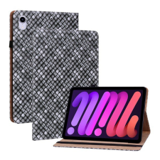 Gigapack Tok álló, bőr hatású (FLIP, oldalra nyíló, asztali tartó funkció, fonott minta) FEKETE [Apple IPAD mini 6 (2021)] tablet tok