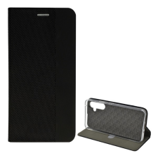 Gigapack Tok álló, bőr hatású (FLIP, oldalra nyíló, asztali tartó funkció, textil minta) FEKETE Samsung Galaxy A34 5G (SM-A346) tok és táska