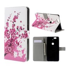 Gigapack Tok álló, bőr hatású (FLIP, oldalra nyíló, asztali tartó funkció, virág minta) FEHÉR Huawei Nexus 6P tok és táska