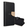 Gigapack Tok álló, bőr hatású (FLIP, oldalra nyíló, asztali tartó, kártyazseb, textil hatás) FEKETE/ARANY (GP-160196)