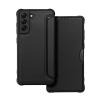 Gigapack Tok álló, bőr hatású (FLIP, oldalra nyíló, légpárnás sarok, kamera védelem, karbon minta) FEKETE Samsung Galaxy S21 FE (SM-G990)