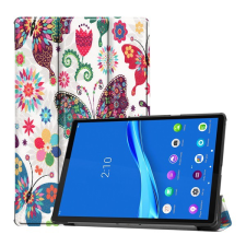 Gigapack Tok álló, bőr hatású (FLIP, oldalra nyíló, TRIFOLD asztali tartó funkció, színes pillangó minta) FEHÉR [Lenovo Tab M10 FHD Plus (TB-X606X)] (5996457966752) tablet tok