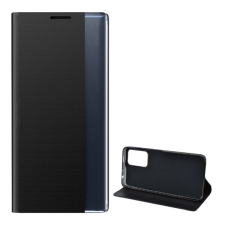 Gigapack Tok álló, textil hatású (aktív FLIP, oldalra nyíló, asztali tartó funkció, Smart View Cover) FEKETE Xiaomi Poco X4 5G NFC tok és táska