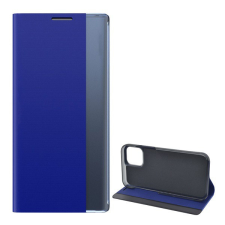 Gigapack Tok álló, textil hatású (aktív FLIP, oldalra nyíló, asztali tartó funkció, Smart View Cover) KÉK [Apple iPhone 12 Pro] tok és táska