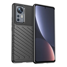 Gigapack Xiaomi 12 Pro szilikon telefonvédő (közepesen ütésálló, csíkos, dombor minta) fekete tok és táska