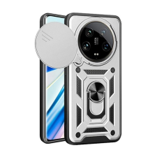 Gigapack Xiaomi 14 Ultra defender műanyag telefonvédő (ütésállóság, szilikon belső, tartógyűrű, kameravédő) ezüst tok és táska