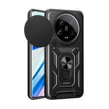 Gigapack Xiaomi 14 Ultra defender műanyag telefonvédő (ütésállóság, szilikon belső, tartógyűrű, kameravédő) fekete tok és táska