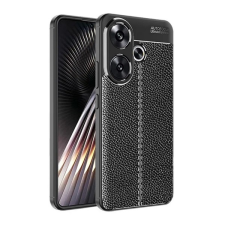 Gigapack Xiaomi Poco F6 szilikon telefonvédő (ütésállóság, bőr hatású, varrás minta) fekete tok és táska