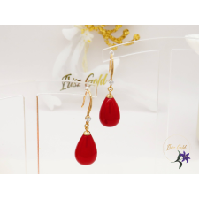  Gilda antiallergén bogyós fülbevaló-piros,18K fülbevaló