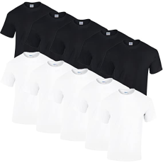 GILDAN 10 db-os csomagban Gildan kereknyakú pamut póló, fehér-fekete-2XL