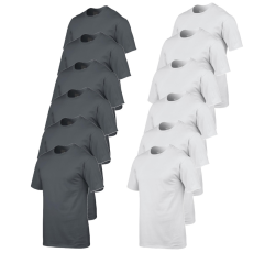 GILDAN 12 db-os csomagban Gildan 5000 kereknyakú pamut póló, charcoal-fehér-L