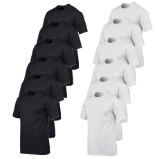 GILDAN 12 db-os csomagban Gildan 5000 kereknyakú pamut póló, fekete-fehér-L