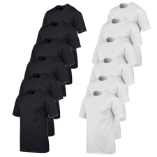 GILDAN 12 db-os csomagban Gildan 5000 kereknyakú pamut póló, fekete-fehér-M férfi póló