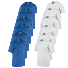 GILDAN 12 db-os csomagban Gildan 5000 kereknyakú pamut póló, királykék-fehér-2XL