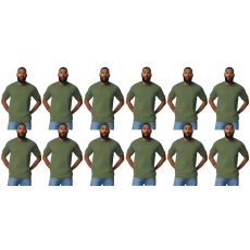 GILDAN 12 db-os pólócsomag Gildan GI3000 körkötött rövid ujjú férfi pamut póló, Military Green-XL