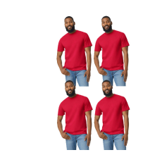 GILDAN 4 db-os pólócsomag Gildan GI3000 körkötött rövid ujjú férfi pamut póló, Red-2XL