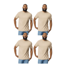 GILDAN 4 db-os pólócsomag Gildan GI3000 körkötött rövid ujjú férfi pamut póló, Sand-M