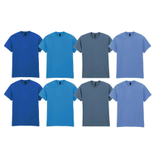 GILDAN 8 db-os, 4 színes csomagban Gildan kereknyakú pamut póló, Carolina Blue, Royal, Indigo Blue, Sapphire-4XL