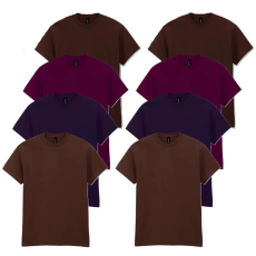 GILDAN 8 db-os, 4 színes csomagban Gildan kereknyakú póló, Russet, Maroon, Blackberry, Dark Chocolate-M