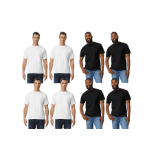 GILDAN 8 db-os csomagban Gildan GI3000 körkötött rövid ujjú férfi pamut póló, fekete-fehér-M