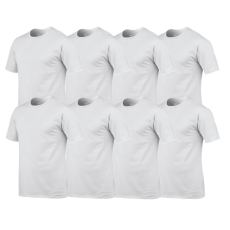 GILDAN 8 db-os csomagban Gildan kereknyakú pamut póló, fehér-5XL