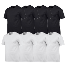 GILDAN 8 db-os csomagban Gildan kereknyakú pamut póló, fekete-fehér-3XL