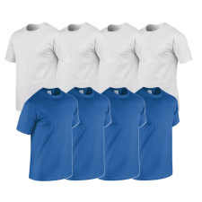 GILDAN 8 db-os csomagban Gildan kereknyakú pamut póló, royal-fehér-4XL férfi póló