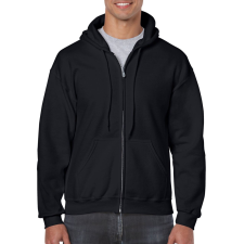 GILDAN Cipzáras kenguru zsebes kapucnis pulóver, Gildan GI18600, Black-5XL férfi pulóver, kardigán