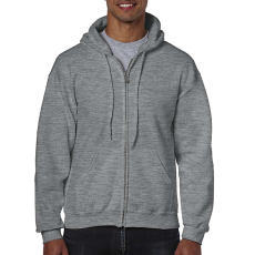 GILDAN Cipzáras kenguru zsebes kapucnis pulóver, Gildan GI18600, Graphite Heather-M