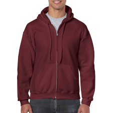 GILDAN Cipzáras kenguru zsebes kapucnis pulóver, Gildan GI18600, Maroon-2XL férfi pulóver, kardigán