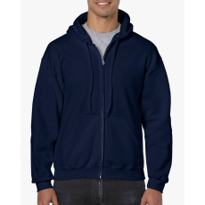 GILDAN Cipzáras kenguru zsebes kapucnis pulóver, Gildan GI18600, Navy-3XL
