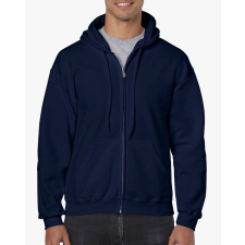 GILDAN Cipzáras kenguru zsebes kapucnis pulóver, Gildan GI18600, Navy-M férfi pulóver, kardigán
