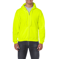 GILDAN Cipzáras kenguru zsebes kapucnis pulóver, Gildan GI18600, Safety Green-3XL
