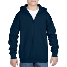 GILDAN Cipzáros kapucnis gyerekpulóver, Gildan GIB18600, Navy-XS