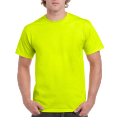GILDAN Előmosott kerek nyakkivágásu ultra póló, Gildan GI2000, Safety Green-S